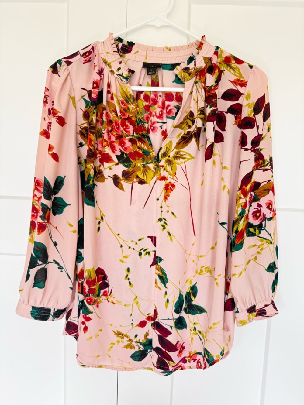 Worthington Pink Floral V-Neck Blouse